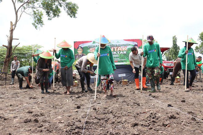 Forkopimda Kota Mojokerto Tanam Jagung Serentak di Lahan 2,5 Hektar