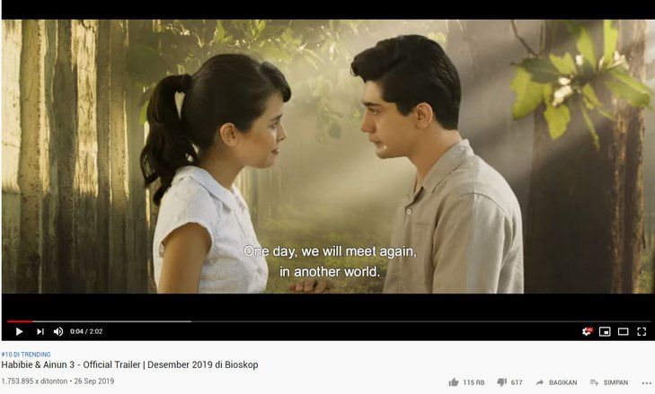 Tayang Dua Hari, Trailer Habibie dan Ainun 3 Masuk Trending Youtube