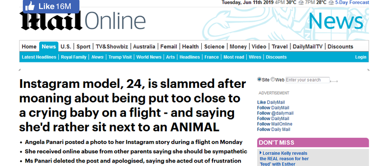 Dailymail Soroti Viralnya Status "Mending Binatang daripada Bayi di Pesawat"