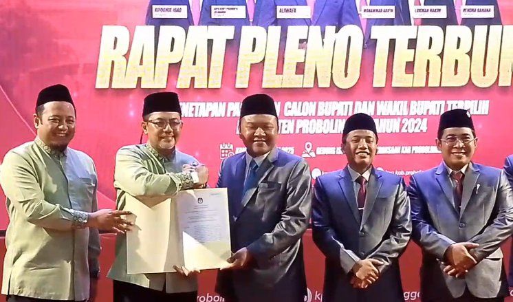 KPU Tetapkan Gus Haris-Ra Fahmi Bupati dan Wabup Probolinggo Terpilih, Zulmi-Rasit Tak Hadir&nbsp;