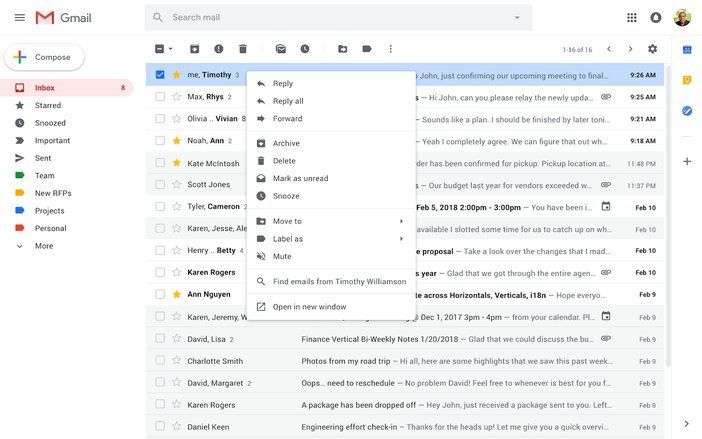 Google Tambah Fitur Pada Klik Kanan Gmail