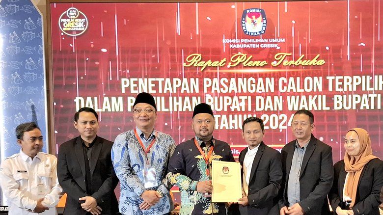 KPU Gresik Tetapkan Yani-Alif Pemenang Pilbup 2024