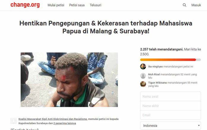 Masyarakat Galang Petisi Hentikan Kekerasan terhadap Mahasiswa Papua
