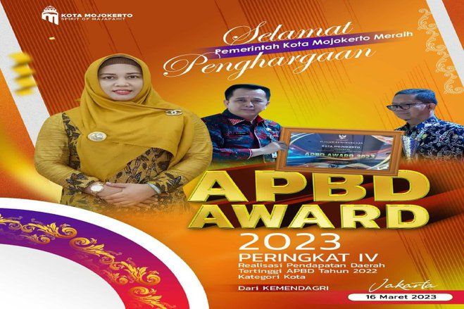 Mampu Realisasi Pendapatan Daerah Tertinggi Pemkot Mojokerto Raih Penghargaan APBD Award 2023