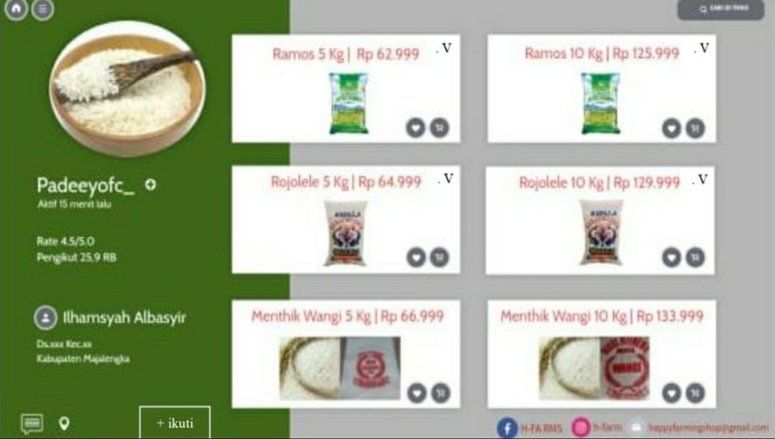H-FARMS, Laman Website Jual Beli Beras Secara Daring