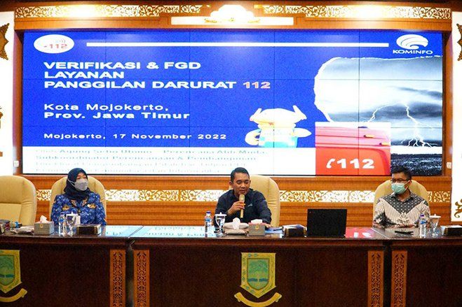 Jelang Aktivasi Layanan Call Center 112, Diskominfo Kota Mojokerto Gelar FGD Dengan Kominfo RI