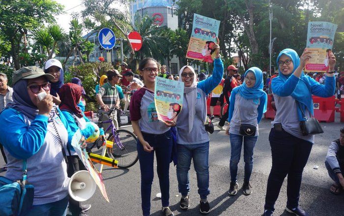 Dinkes Surabaya Sosialiasi Pencegahan Virus Corona di CFD