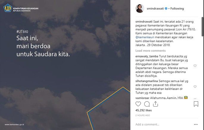 Berikut Daftar Nama Pegawai Kemenkeu RI Korban Lion Air JT-610