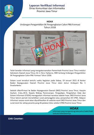 Muncul Undangan Pengambilan SK CPNS, Diskominfo Jatim: Hoak
