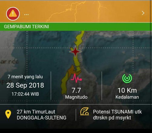 Gempa Guncang Wilayah Palu dan Donggala