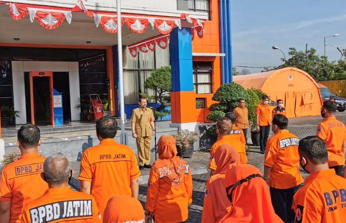 Pesan Plt Kepala BPBD Jatim Yanuar saat Apel Siap Siaga Bencana
