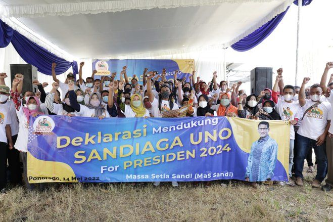 Ratusan Relawan di Ponorogo Dukung Sandiaga Maju di Pilpres 2024
