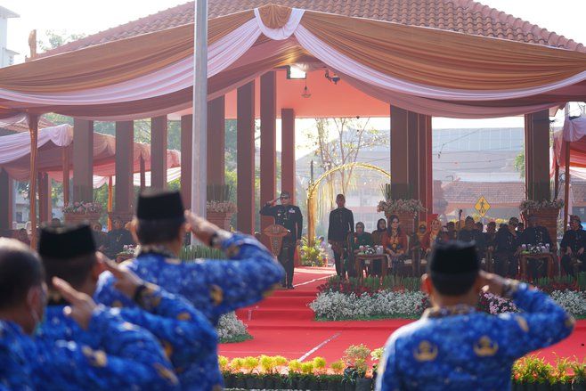 Upacara Hari Jadi ke-106 Kota Mojokerto Gunakan Bahasa Jawa dan Pakaian Tradisional
