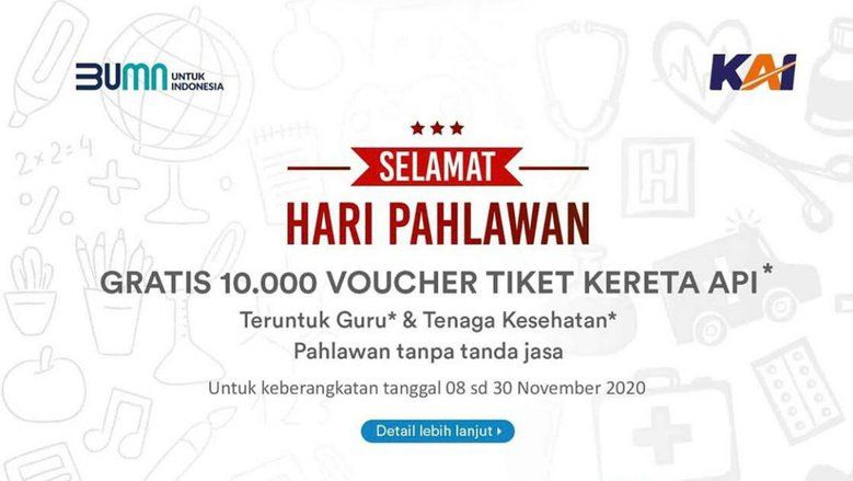 Sambut Hari Pahlawan, 1.037 Voucher Tiket Gratis Dibagikan ke Guru dan Nakes