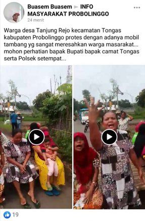<em>Emak</em>-<em>emak</em> di Probolinggo Blokade Jalan Rusak Dilewati Truk Pasir