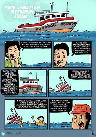 Kapal Motor Tenggelam di Perairan Gresik