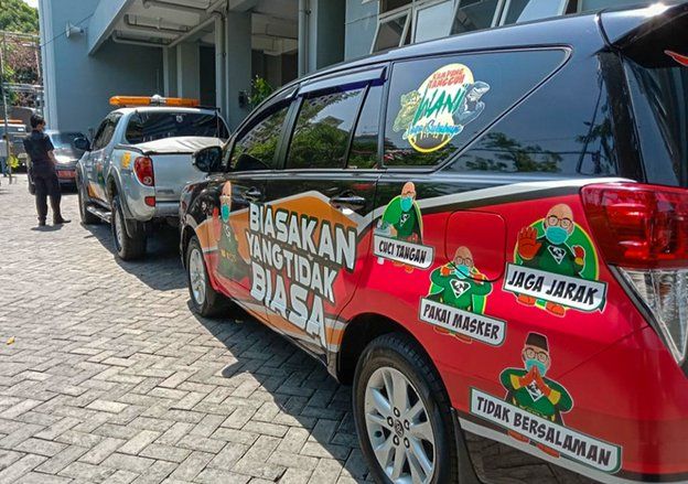 Mobil Dinas BPB Linmas Jadi Alat Sosialisasi Protokol Kesehatan