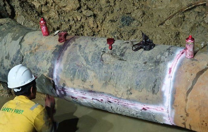 Perbaikan Pipa PDAM Bocor di Karangpilang Rampung