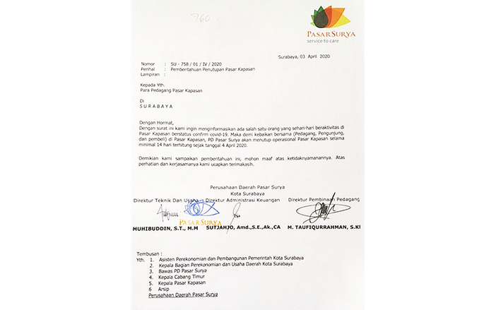 Berstatus Confirm Positif Covid-19, Pasar Kapasan Berhenti Beroperasi Selama 14 Hari