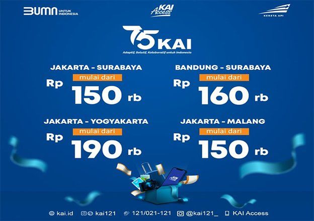 HUT ke-75, PT KAI Beri Diskon, Pelanggan Cukup Bayar Tiket 75 Persen