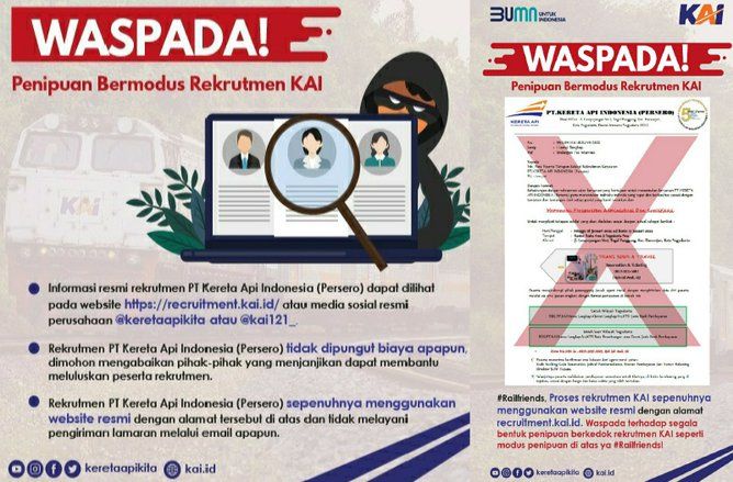 Waspada! Penipuan Bermodus Rekrutmen KAI