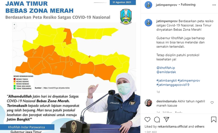 18 Daerah di Jatim Masuk Zona Kuning