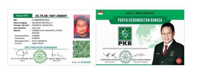 Mengaku Loyal Pada PDIP, KTA PKB Anugrah Ariyadi Beredar