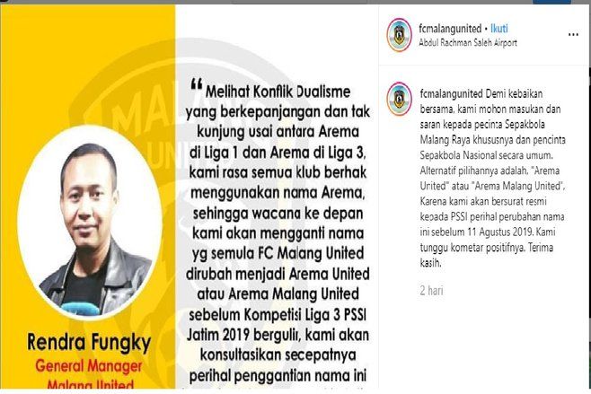 Malang Punya Tiga Klub dengan Nama Arema