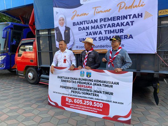 Pramuka Jawa Timur Salurkan Dana Kemanusiaan Rp605 Juta untuk Aceh, Sumut dan Sumbar