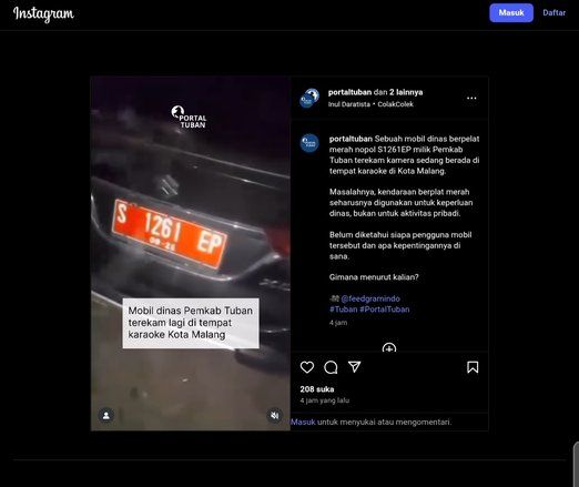 Viral Mobil Dinas Pemkab Tuban Parkir di Lokasi Karaoke, Kepala BPKPAD: Itu Berita Basi