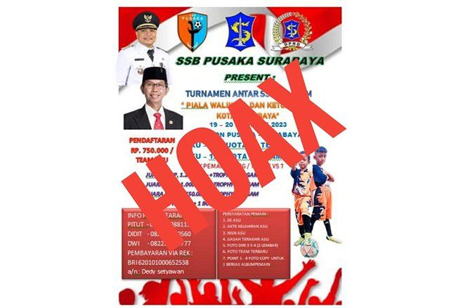 Sebaran Poster Event SSB se-Jatim Memperebutkan Piala Wali Kota dan DPRD Surabaya Hoaks