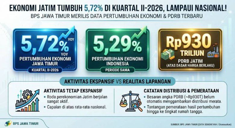 Ekonomi Jatim Tumbuh, Apakah Warga Ikut Sejahtera?