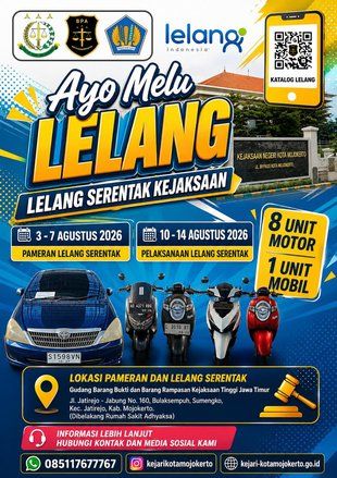 Kejari Kota Mojokerto Siapkan Lelang 9 Kendaraan Rampasan Perkara Pidana