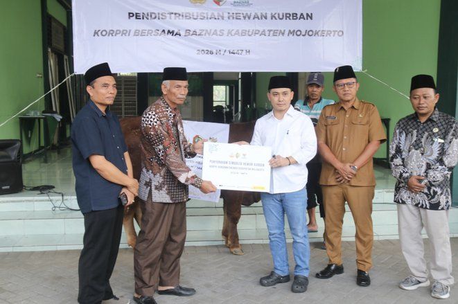 Infak Hewan Kurban Korpri Kabupaten Mojokerto Disalurkan