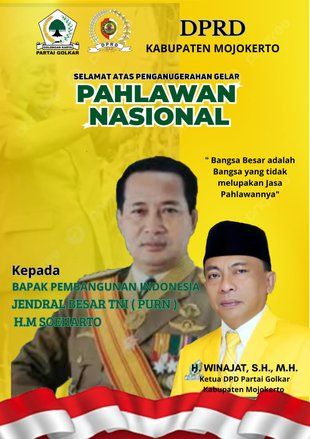 Soeharto Dianugerahi Gelar Pahlawan Nasional, Golkar Mojokerto Gelar Tasyakuran