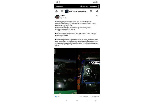 Aksi Teror Pelemparan Kaca Mobil Kembali Terjadi di Mojokerto