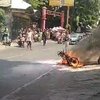 Heboh Motor Terbakar di Jalan Benpas Kota Mojokerto