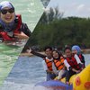 Serunya Banana Boat di Pantai Lon Malang Sampang saat Libur Lebaran