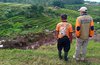 Sawah di Lereng Gunung Penanggungan Longsor