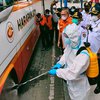 Cegah Sebaran Omicron, BPBD Jatim bersama OPD dan Relawan Sterilisasi di Terminal Purabaya