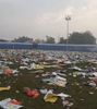 Akan Dipakai Tanding Bola, Stadion Gajah Mada Mojosari Penuh Sampah
