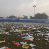 Akan Dipakai Tanding Bola, Stadion Gajah Mada Mojosari Penuh Sampah